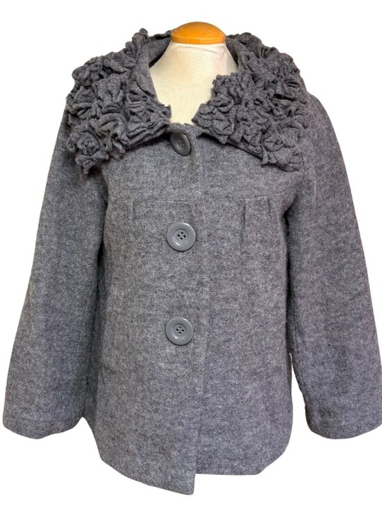 Red Coral Jackets & Blazers - Women's Gray Pea Coat with Textured Collar